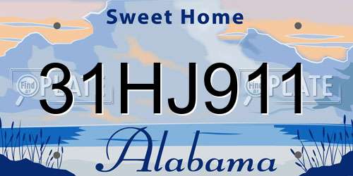 31HJ911 Alabama License Plate