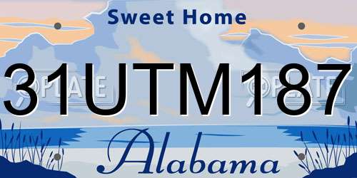 31UTM187 Alabama License Plate