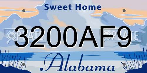 3200AF9 Alabama License Plate