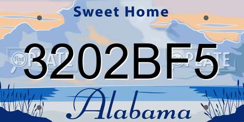 3202BF5 Alabama License Plate