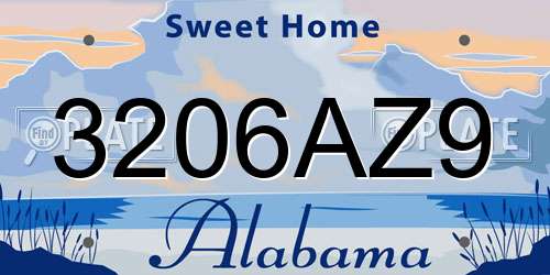 3206AZ9 Alabama License Plate