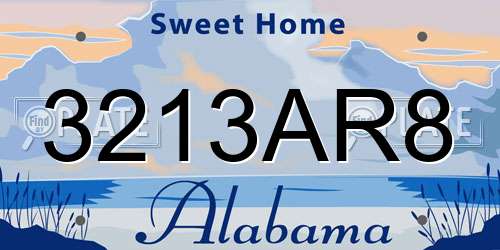 3213AR8 Alabama License Plate