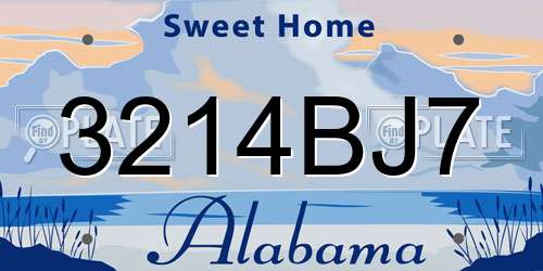 3214BJ7 Alabama License Plate