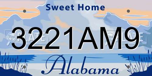 3221AM9 Alabama License Plate
