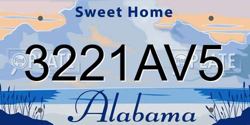 3221AV5 Alabama License Plate