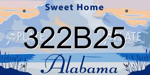 322B25 Alabama License Plate