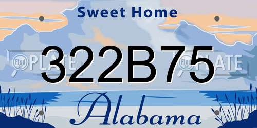 322B75 Alabama License Plate