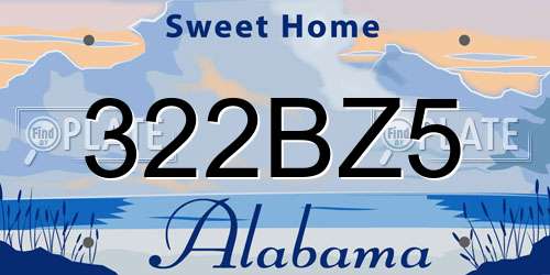 322BZ5 Alabama License Plate