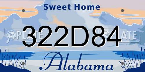 322D84 Alabama License Plate
