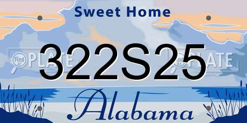 322S25 Alabama License Plate