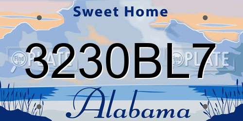 3230BL7 Alabama License Plate