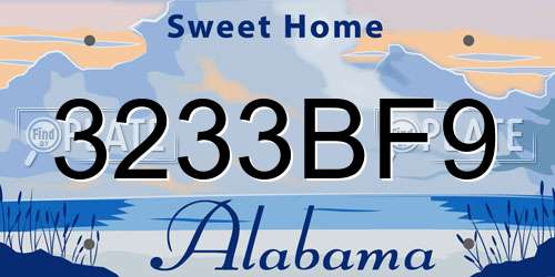3233BF9 Alabama License Plate