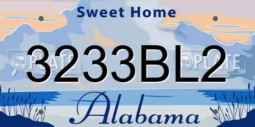 3233BL2 Alabama License Plate