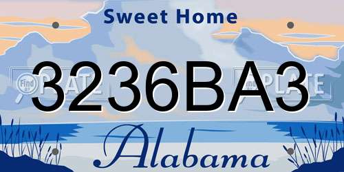 3236BA3 Alabama License Plate