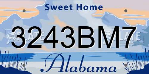 3243BM7 Alabama License Plate