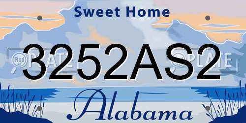 3252AS2 Alabama License Plate