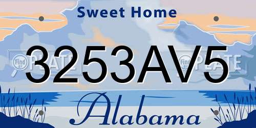 3253AV5 Alabama License Plate