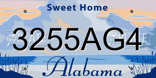 3255AG4 Alabama License Plate