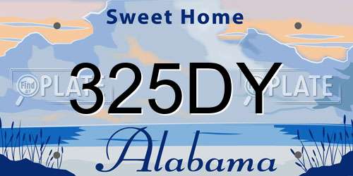 325DY Alabama License Plate