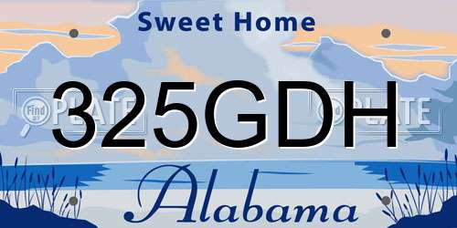 325GDH Alabama License Plate