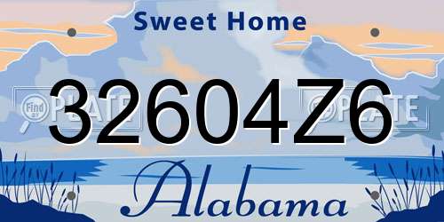 32604Z6 Alabama License Plate