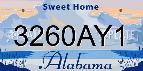 3260AY1 Alabama License Plate
