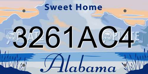 3261AC4 Alabama License Plate