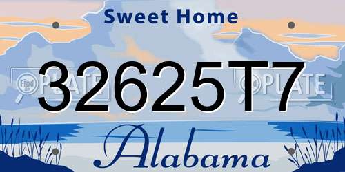 32625T7 Alabama License Plate