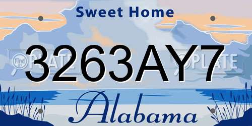 3263AY7 Alabama License Plate