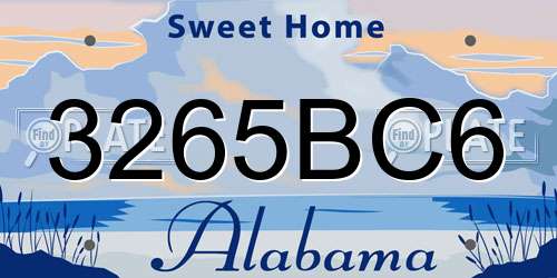 3265BC6 Alabama License Plate