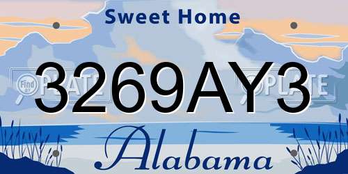 3269AY3 Alabama License Plate