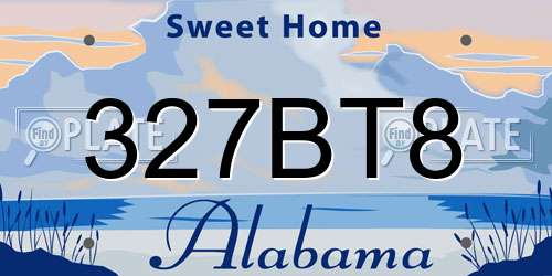 327BT8 Alabama License Plate