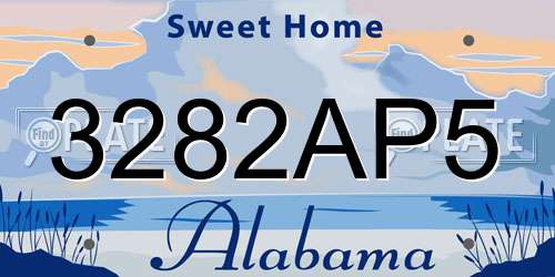 3282AP5 Alabama License Plate