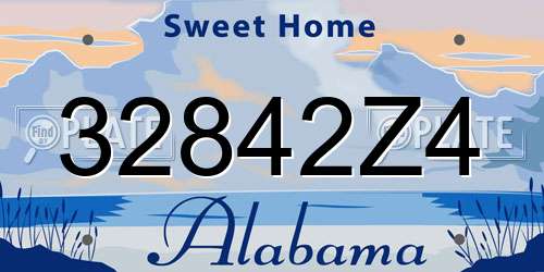 32842Z4 Alabama License Plate