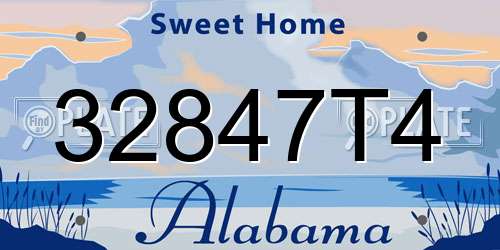 32847T4 Alabama License Plate