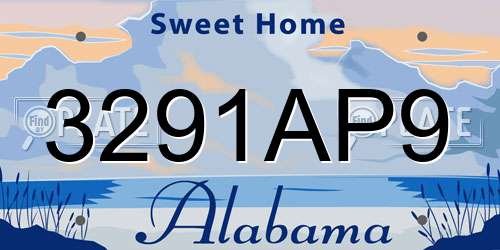 3291AP9 Alabama License Plate