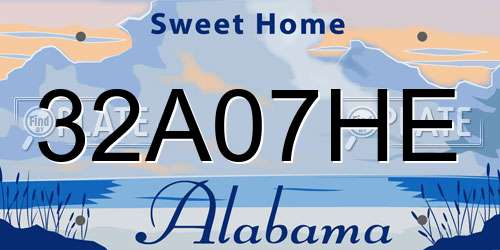 32A07HE Alabama License Plate