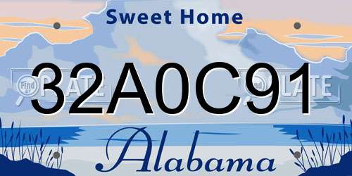32A0C91 Alabama License Plate