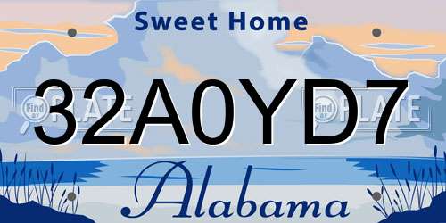 32A0YD7 Alabama License Plate