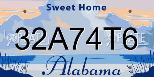 32A74T6 Alabama License Plate
