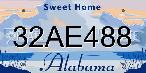 32AE488 Alabama License Plate