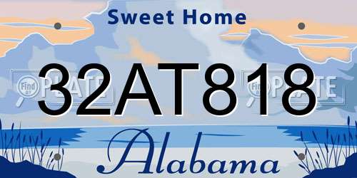 32AT818 Alabama License Plate