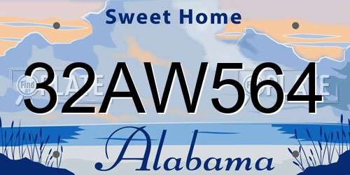 32AW564 Alabama License Plate
