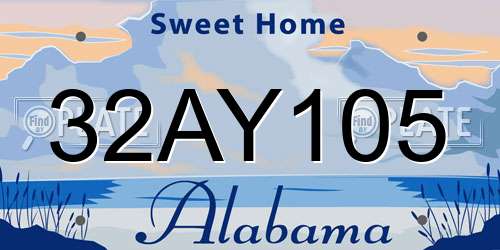 32AY105 Alabama License Plate
