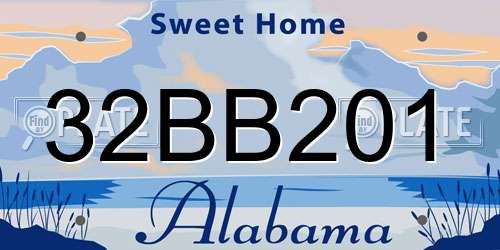 32BB201 Alabama License Plate