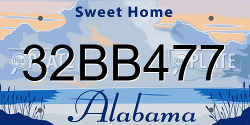 32BB477 Alabama License Plate