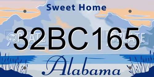 32BC165 Alabama License Plate