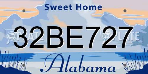 32BE727 Alabama License Plate