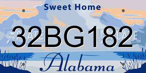 32BG182 Alabama License Plate