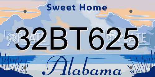 32BT625 Alabama License Plate